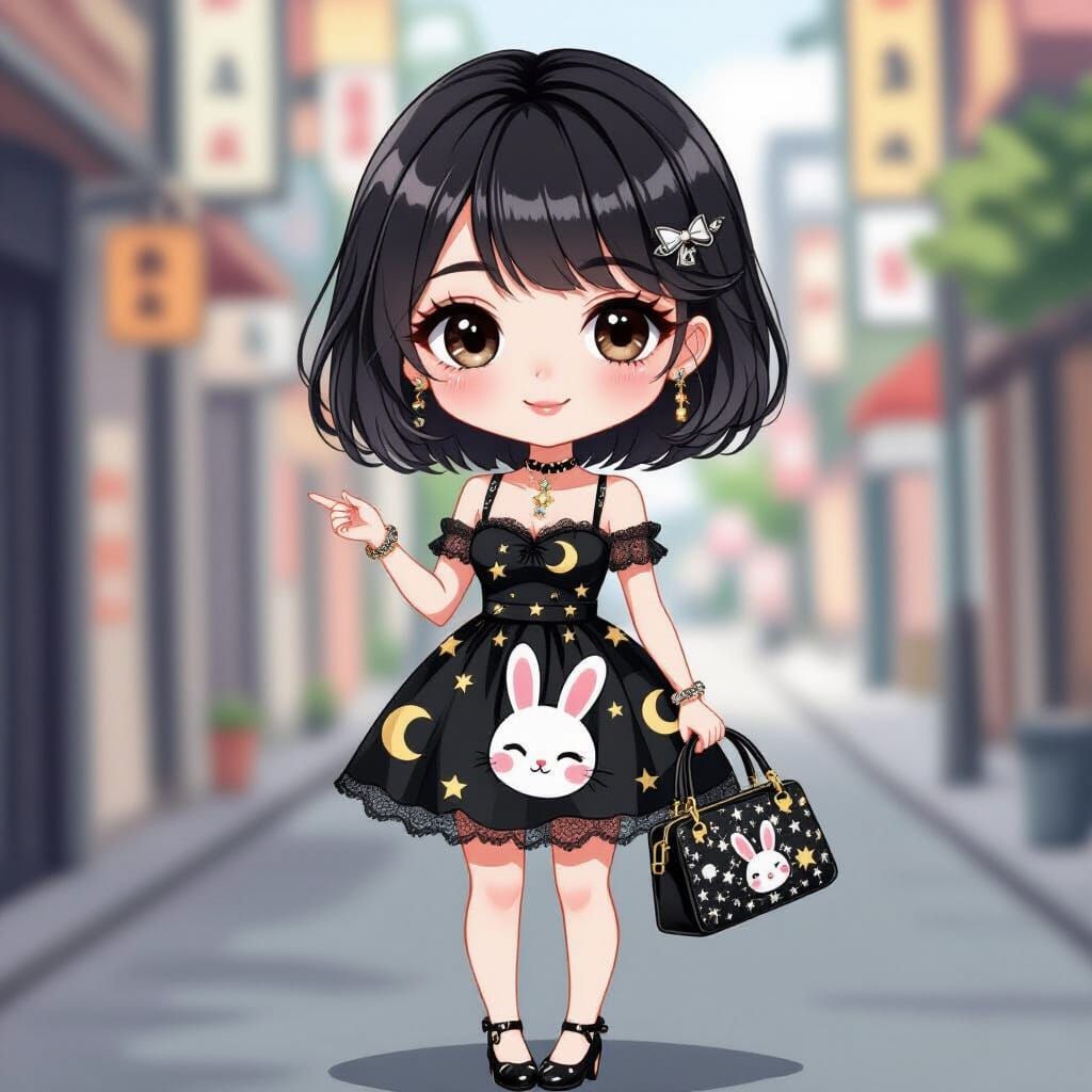 Kawaii Chibi Woman in Harajuku Style