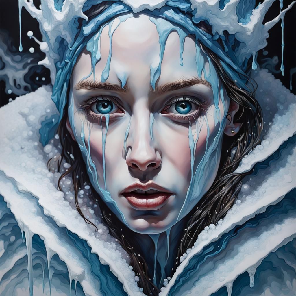 Ice Queen Gouache Painting with Dramatic Lighting