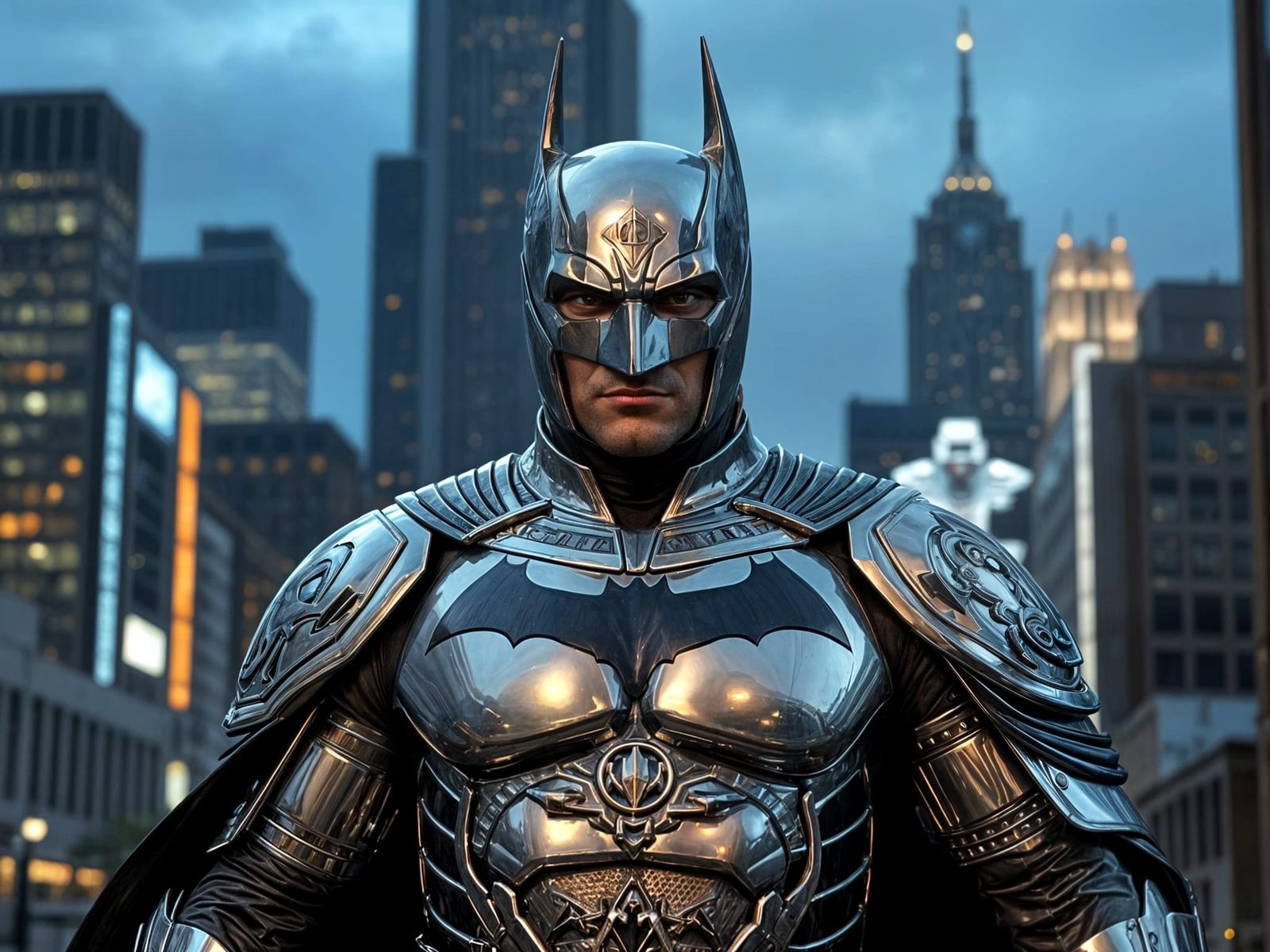 Surreal Chrome Guardians in Futuristic Gothic Style