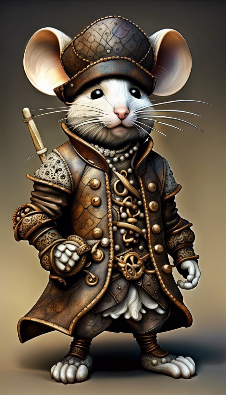 Mouse Pirate Sculpture in Renaissance Marble Style