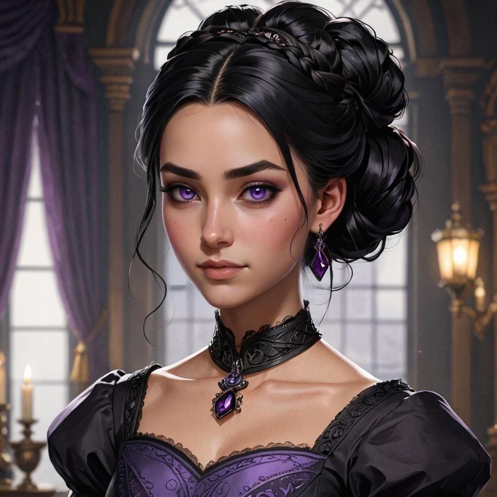 Victorian Princess with Raven Hair in Fantasy Art
