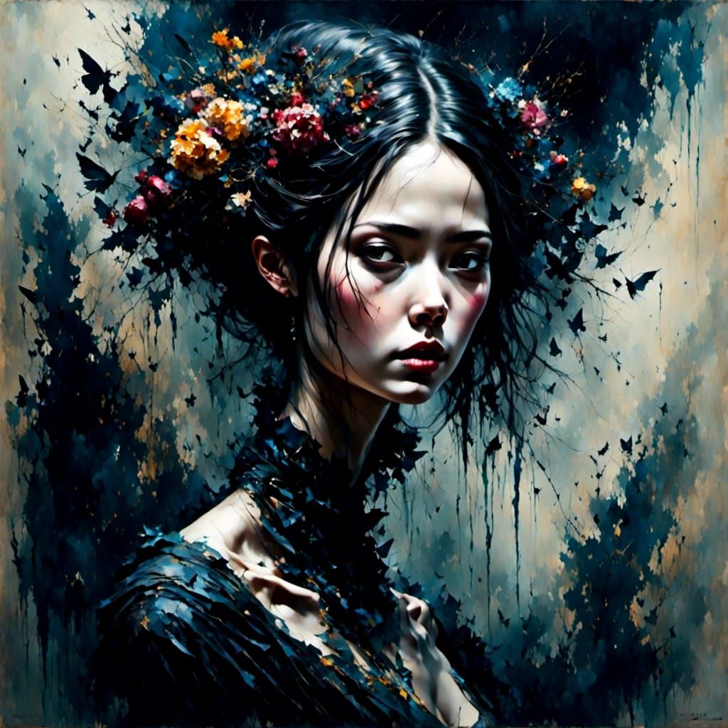 Victorian Gothic Lady in Dark Style