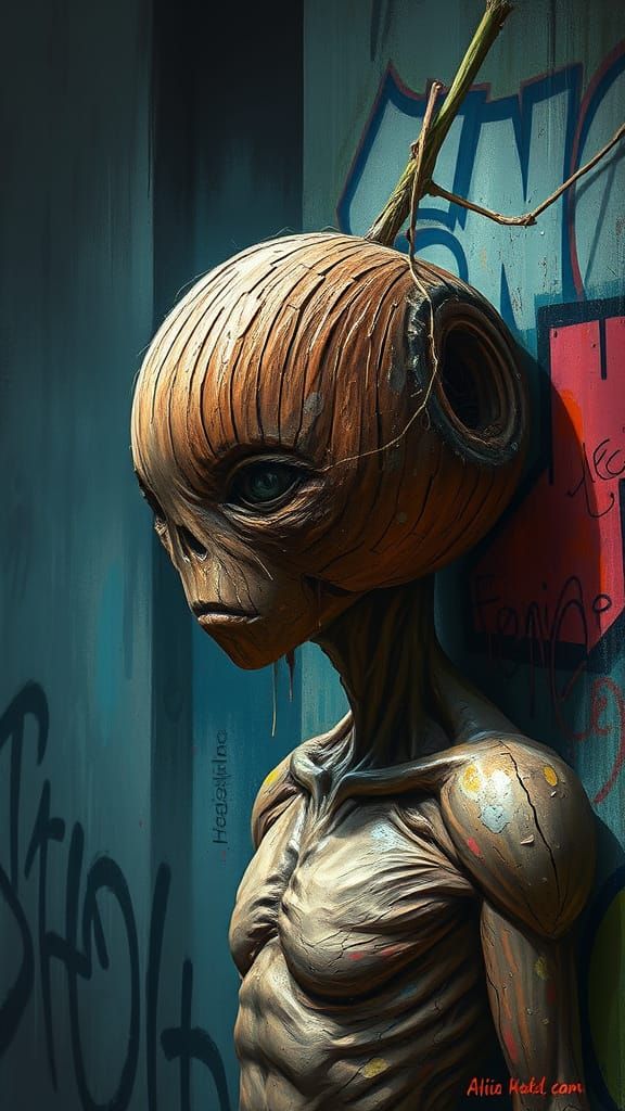 ai bizarre coconut face fruit head hybrid moody odd Photosho...