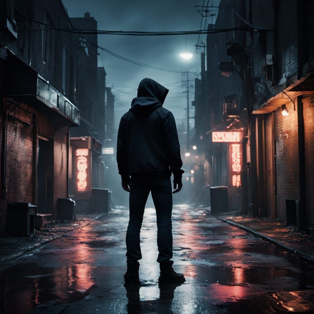 Gritty Urban Hero in Comic Book Noir Style