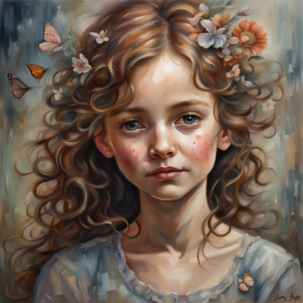 Whimsical Detailed Portrait in Illustrative Style