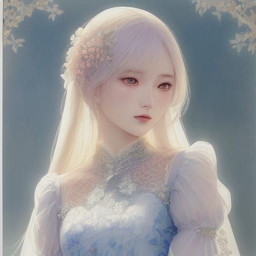 Serene Anime Beauty in Watercolor Style