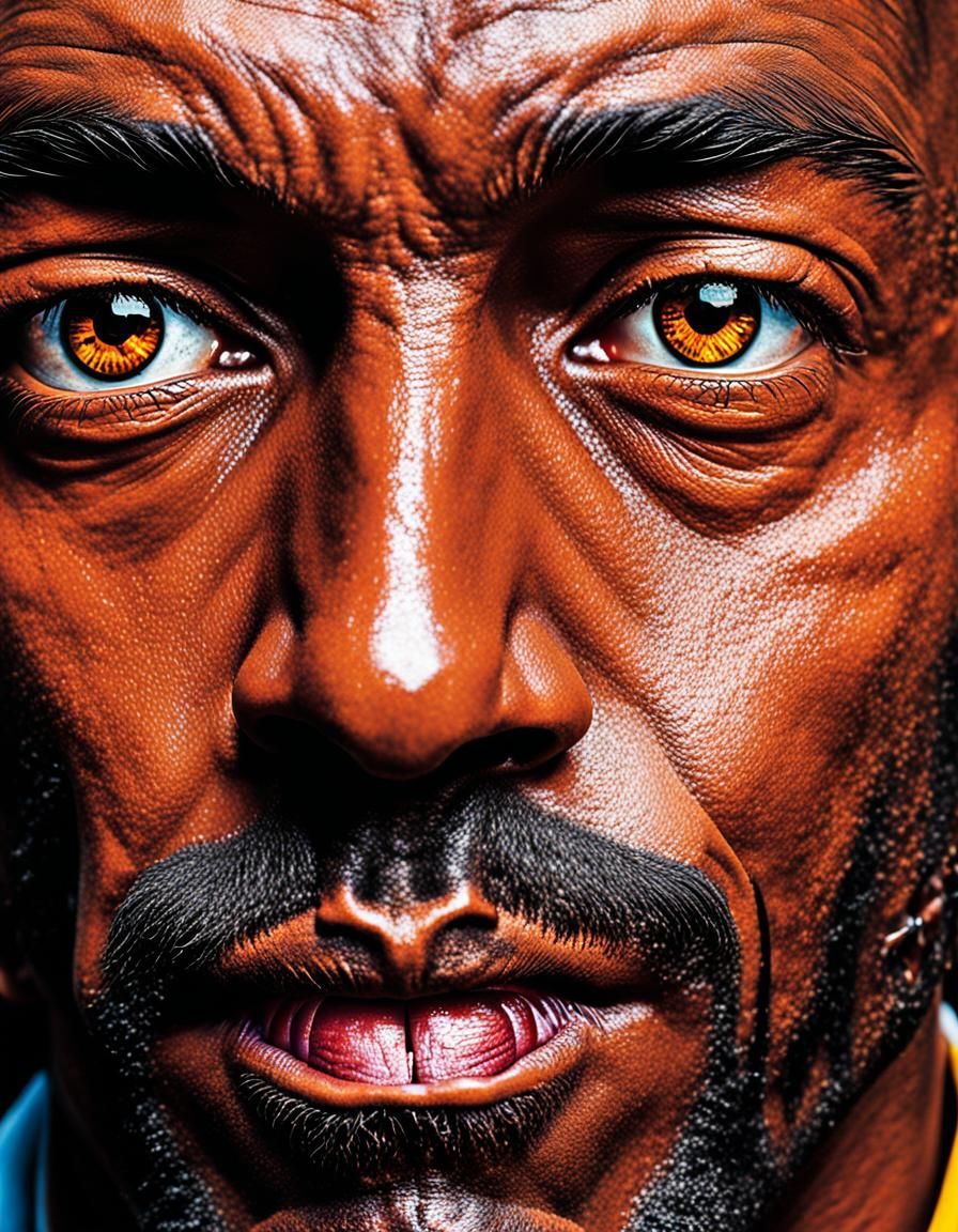 Pop Art Close-Up: Mahogany Man with Brown Eyes