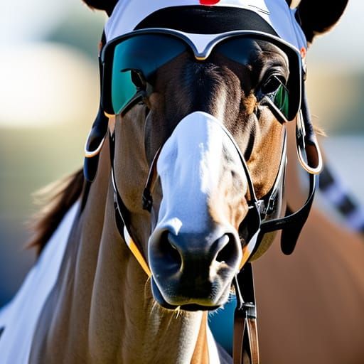 Racehorse in Basketball Outfit Galloping on Track