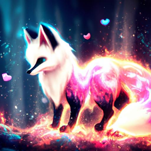 Foxes with Star and Moon Markings in Winter Forest