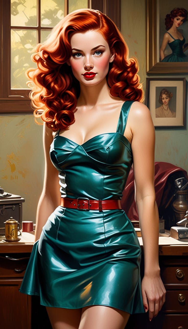 1950s Pin-Up in Impressionist Painting Style