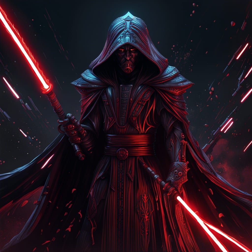 Detailed Anime Sith Lord in Dark Fantasy Style