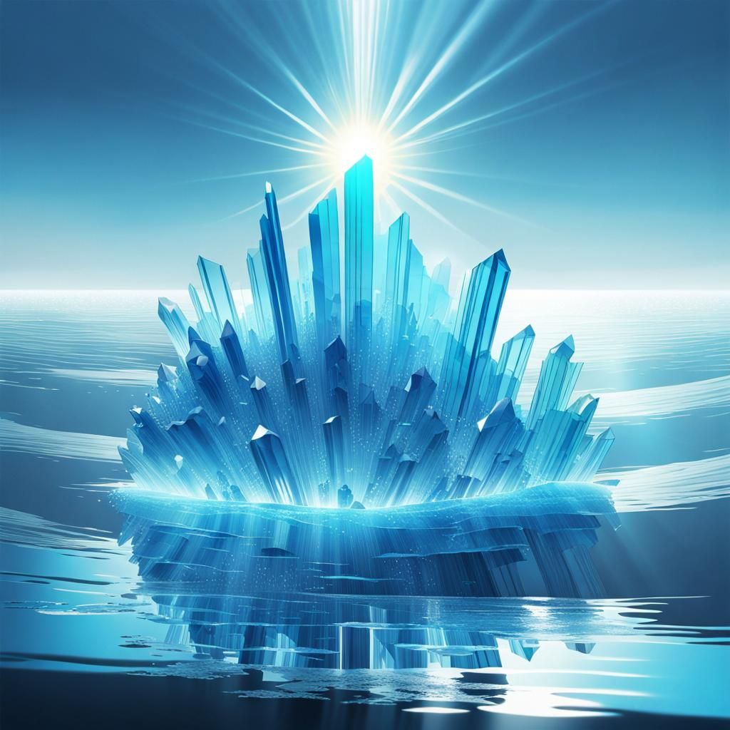 Crystal Blue Ocean: Monochromatic Digital Art