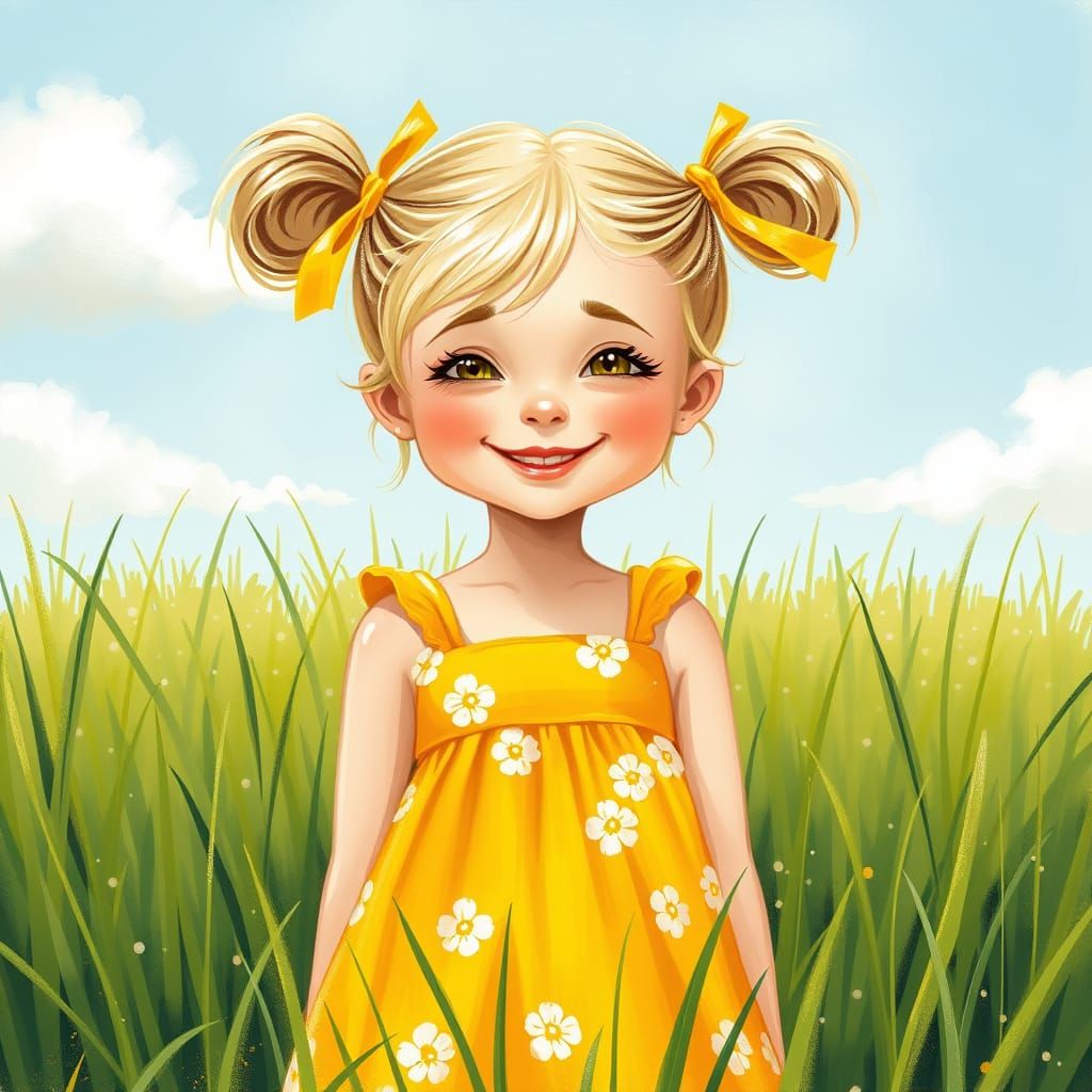 Joyful Girl in a Bright Yellow Sundress