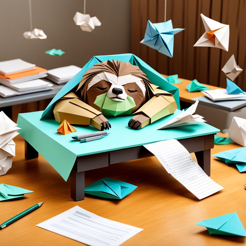 Sleepy Sloth Snoring at Paperwork Desk