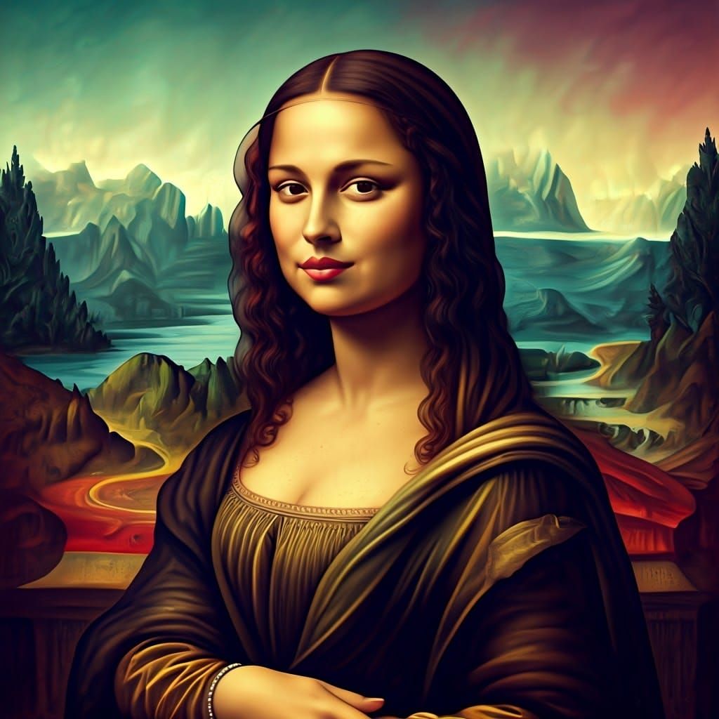 Mona Lisa Inspired Portrait in Hyperrealistic Style