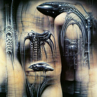 Dark Biomechanical Landscape in Giger Style