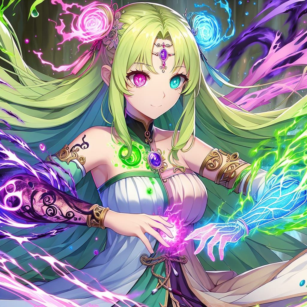 Anime Elementalist Activates Dual Powers as Concept Art