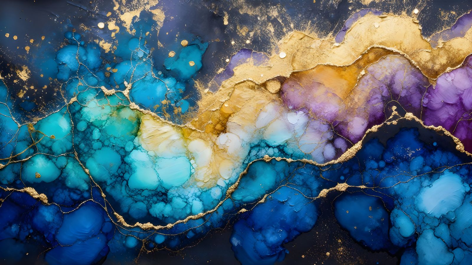 Alcohol Ink Abstract with Gold and Mauve Swirls
