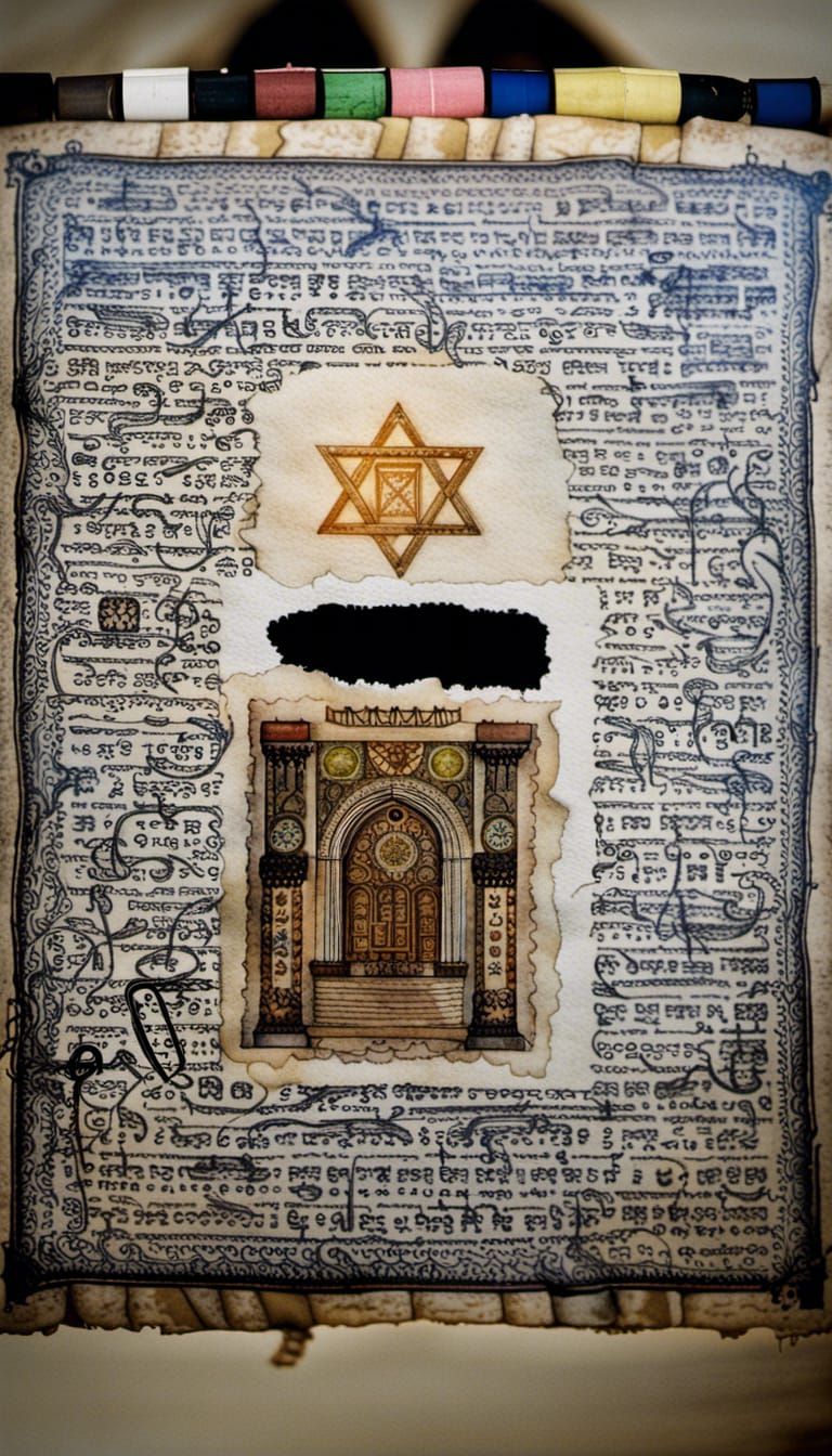 Jewish Synagogue Postage Stamp with Torah