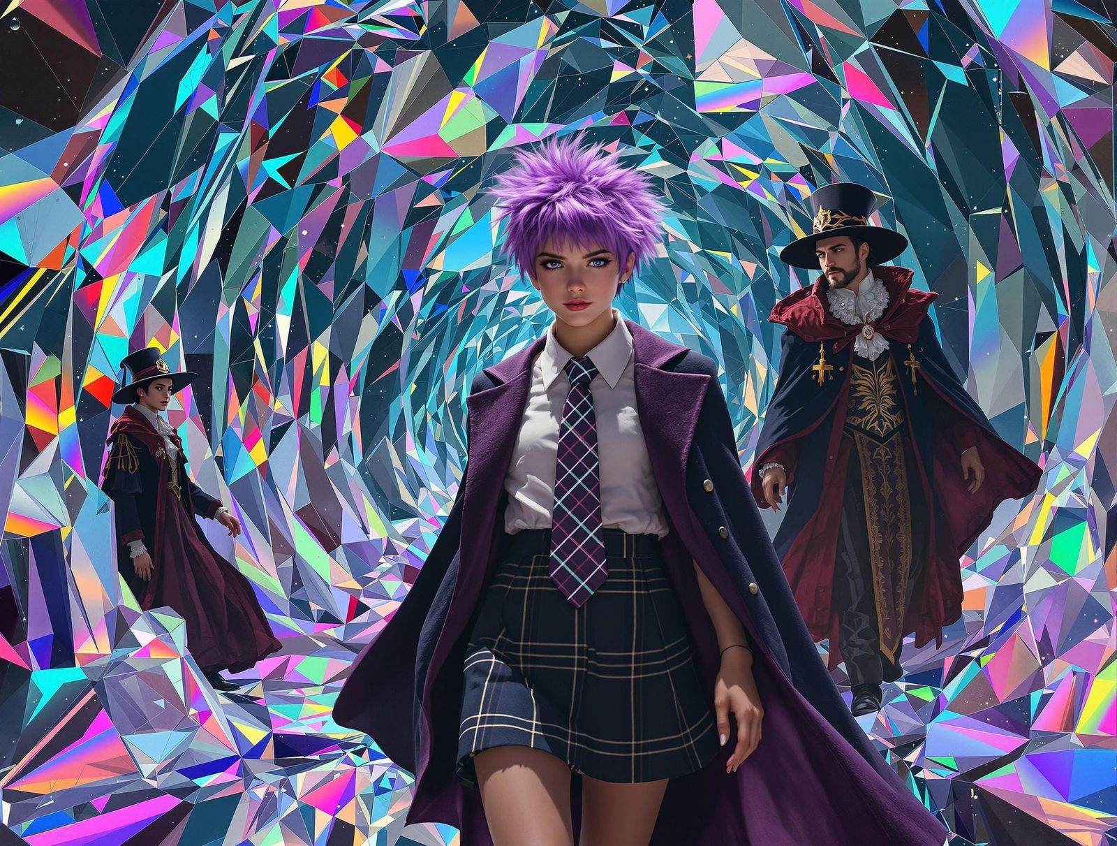 Spirit in 1970s School Uniform Embodies Kaleidoscopic Dreams...