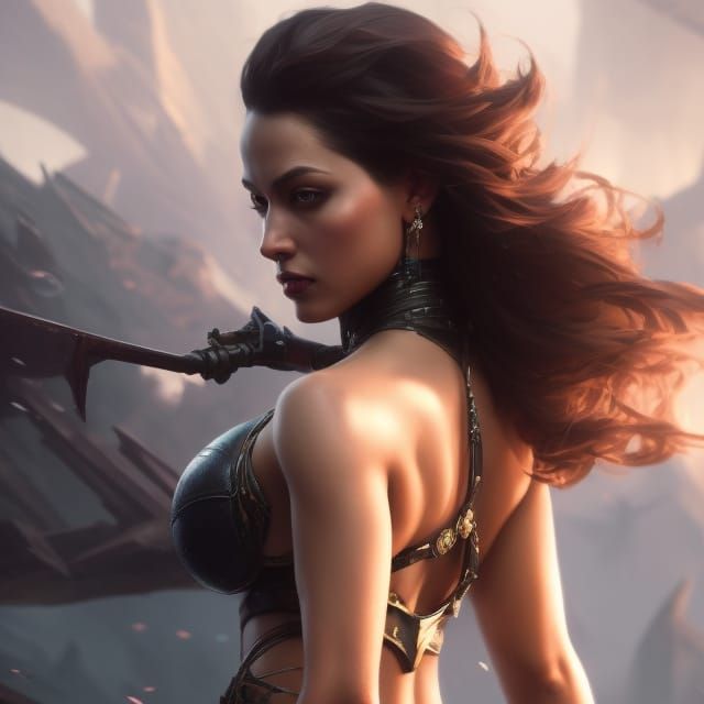 Voluptuous Woman in Strapless Bustier: Dark Fantasy Concept ...