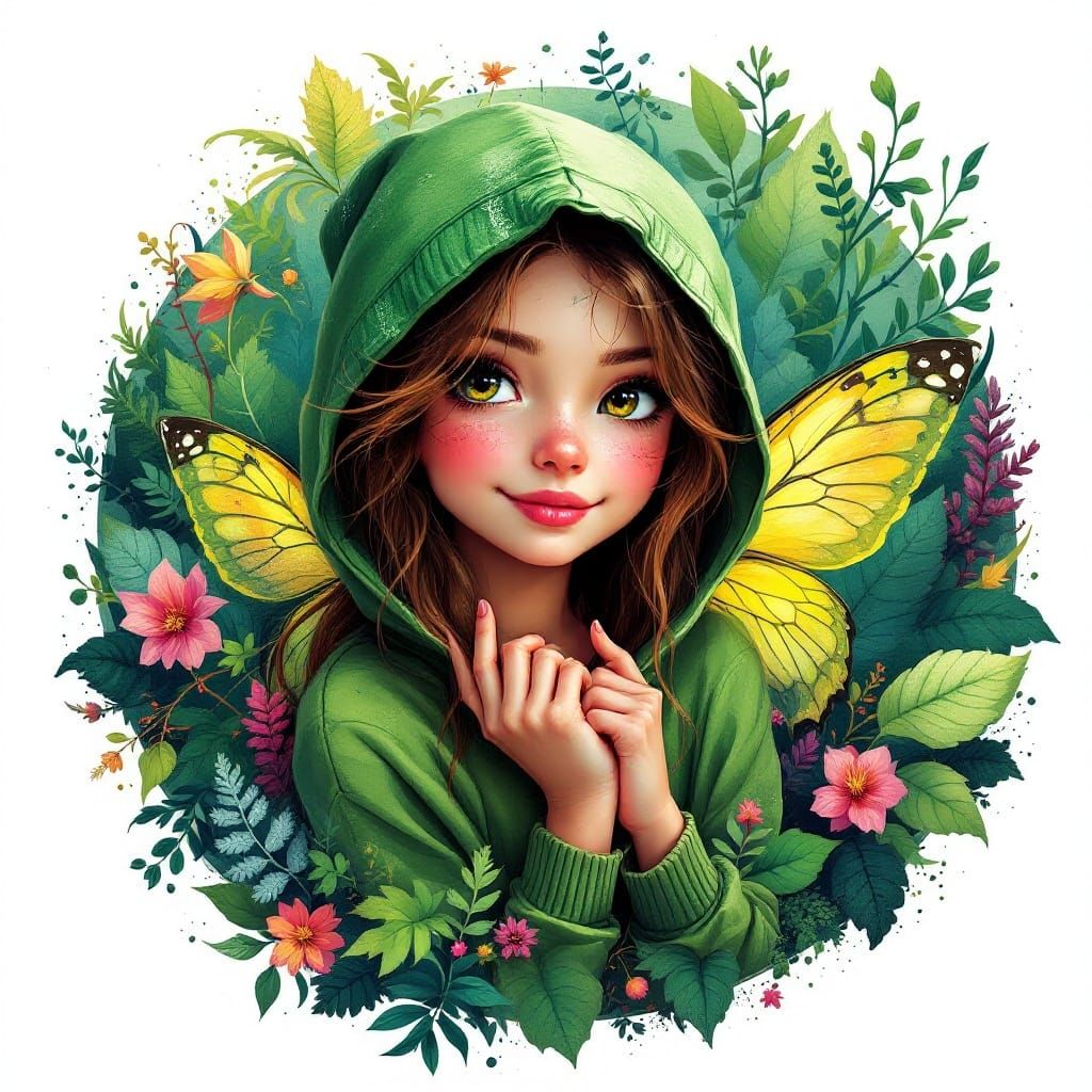 Whimsical Forest Fairy in Vibrant Graffiti Style