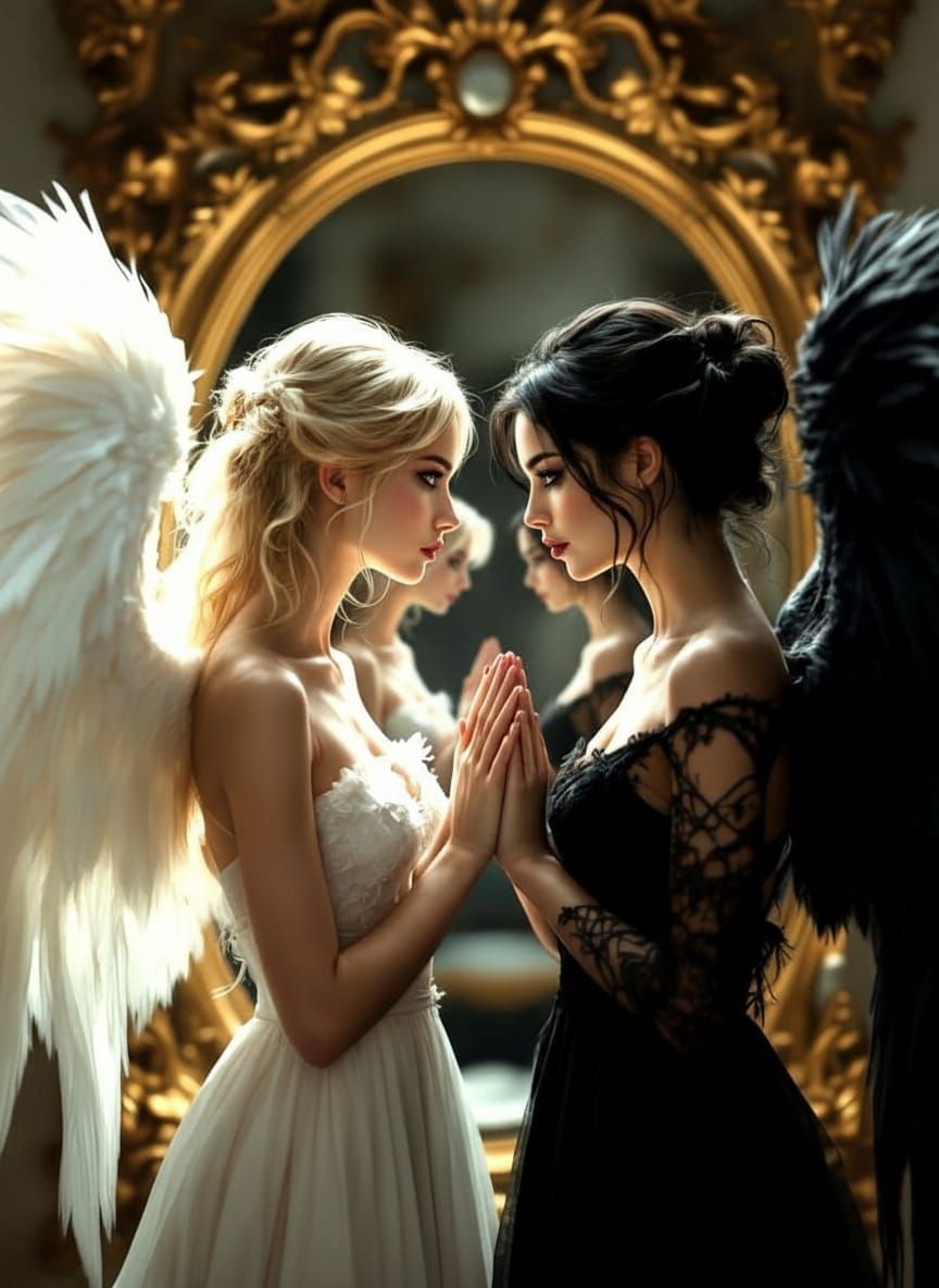Angelic Contrast: Light and Dark Duality