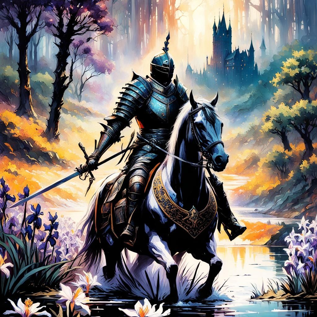 Knight's Charge: Dark Fantasy Battle Scene