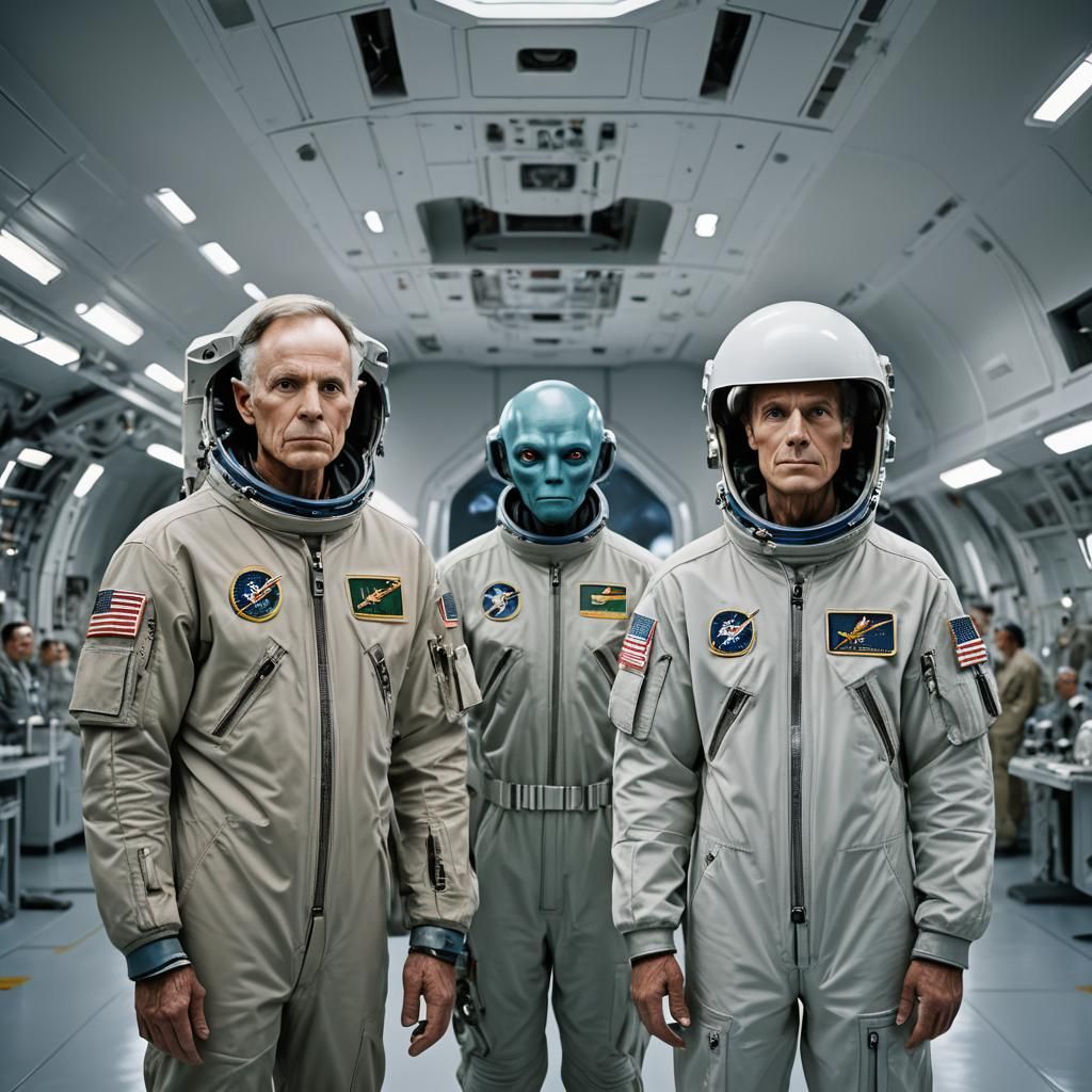 Ethereal Alien Portrait in Hangar, High-Key Studio Photograp...