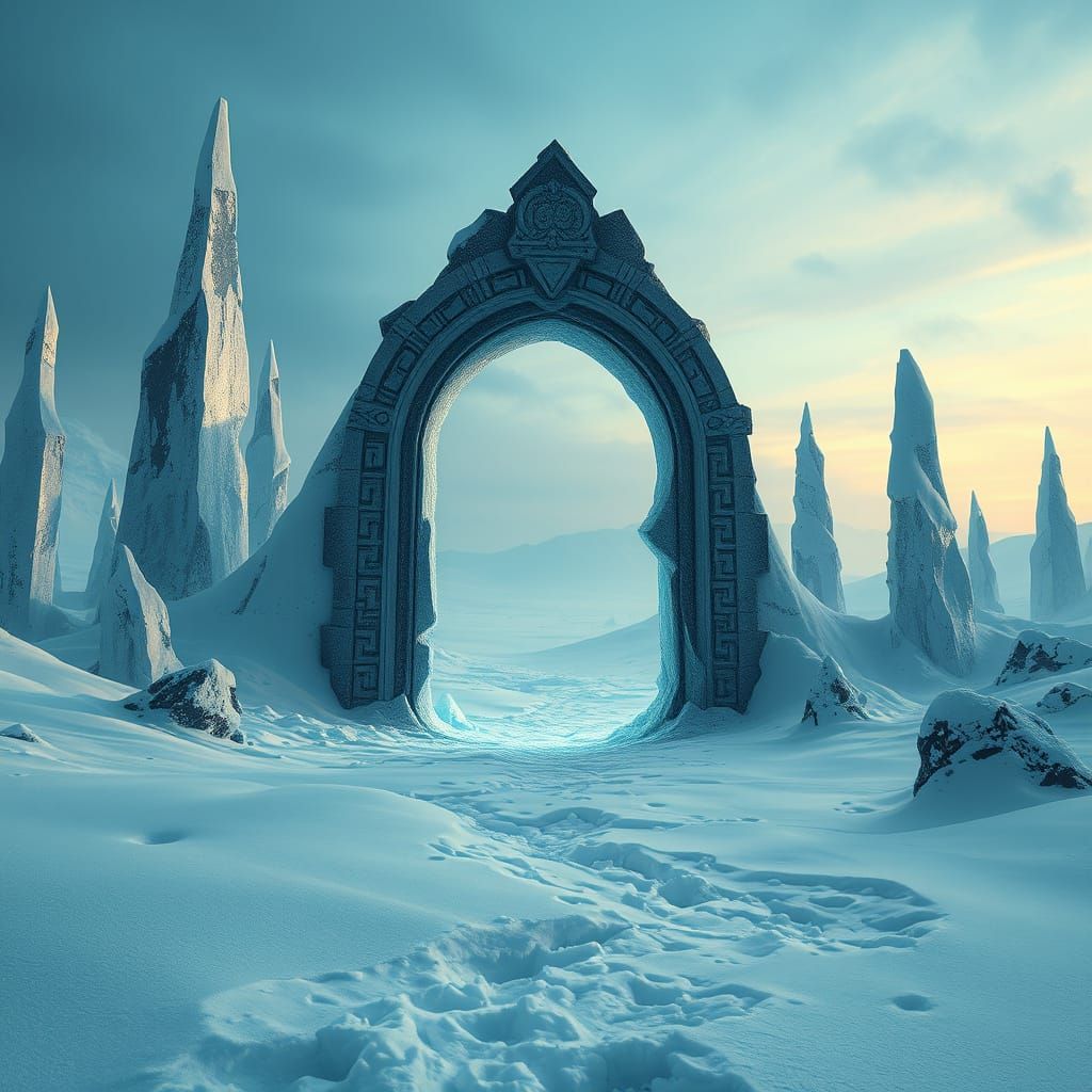 Ethereal Landscape of a Forgotten Civilization in the Style ...