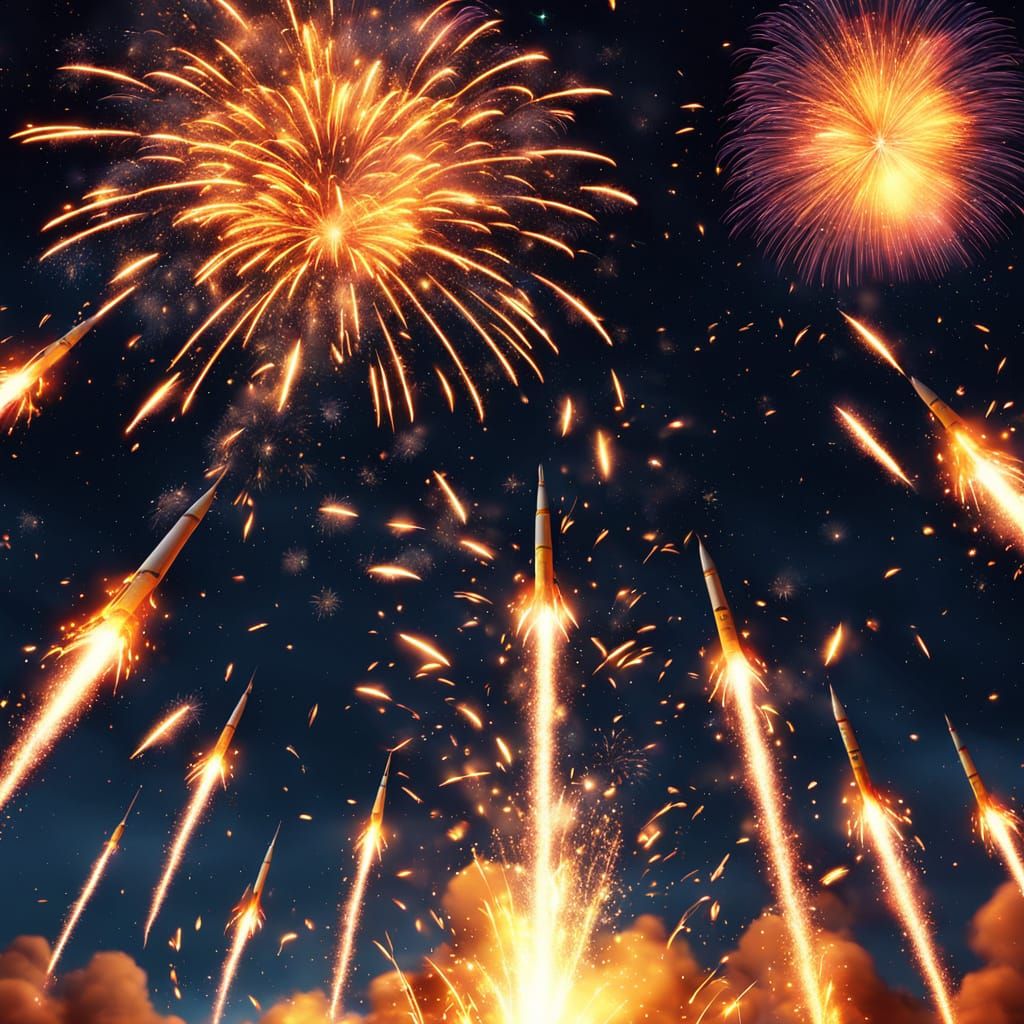 Explosive Fireworks Display in Vibrant Digital Art