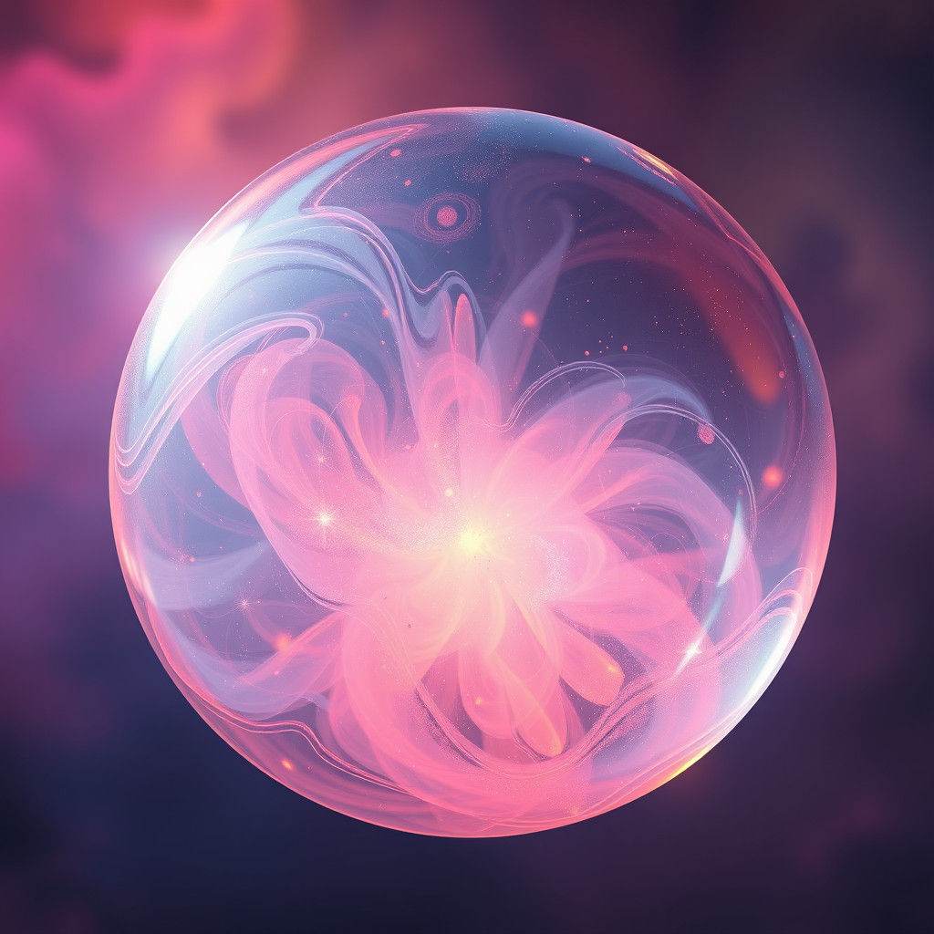 Ethereal Sphere with Iridescent Mist, Digital Matte Painting