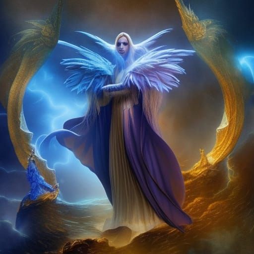 Majestic Winged Wizard in a Fantastical World