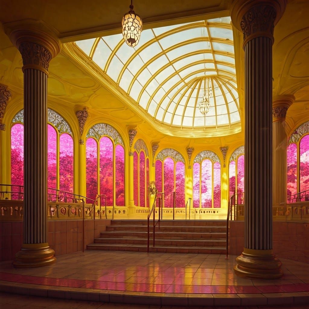 Futuristic Public Bath in Space Age Style