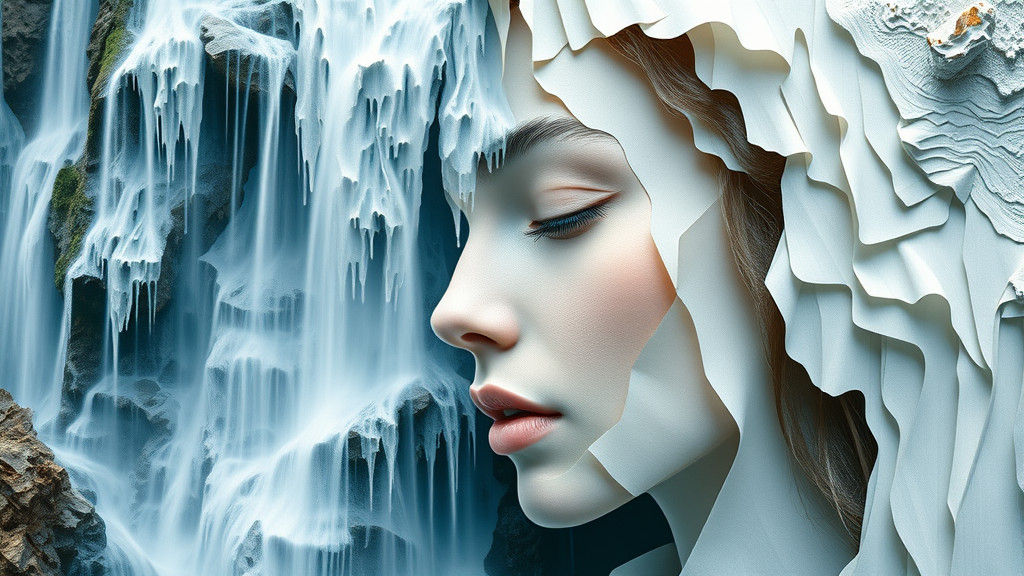 Double Exposure Waterfall as Surrealist Art