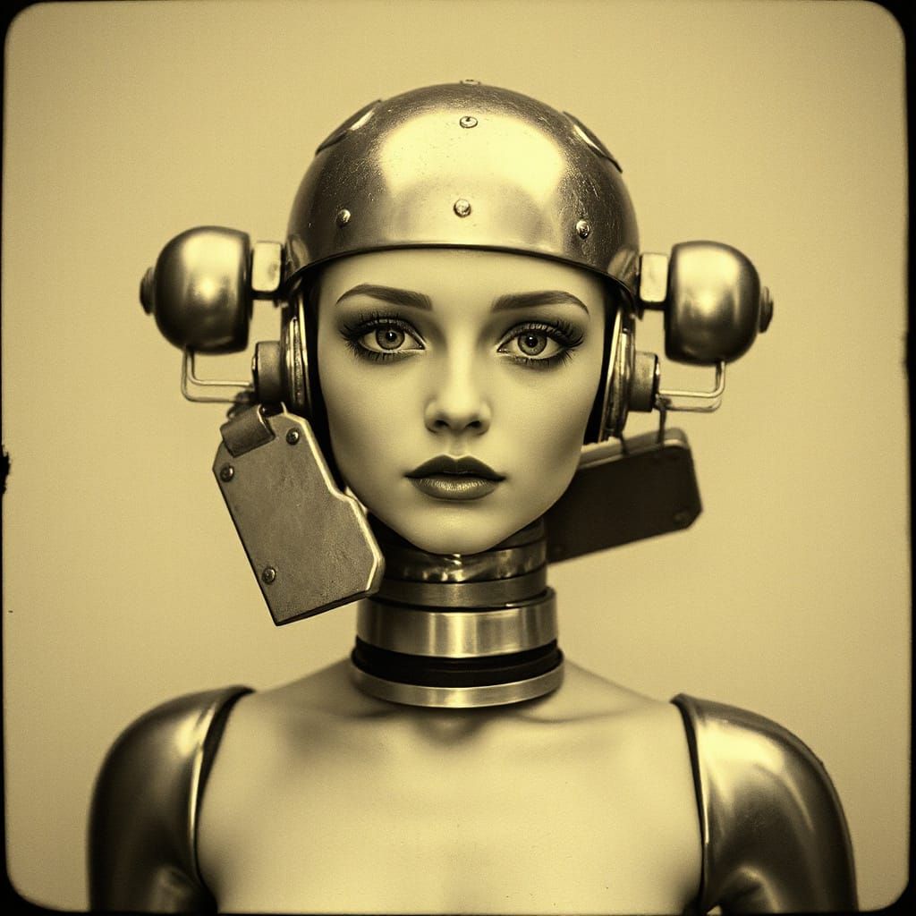 1920s Metal Automata Pin-Up in Art Deco Style