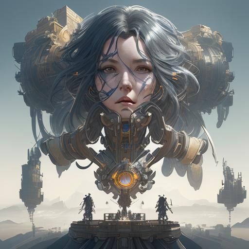 Clockwork Castle Portrait in Art Nouveau Style