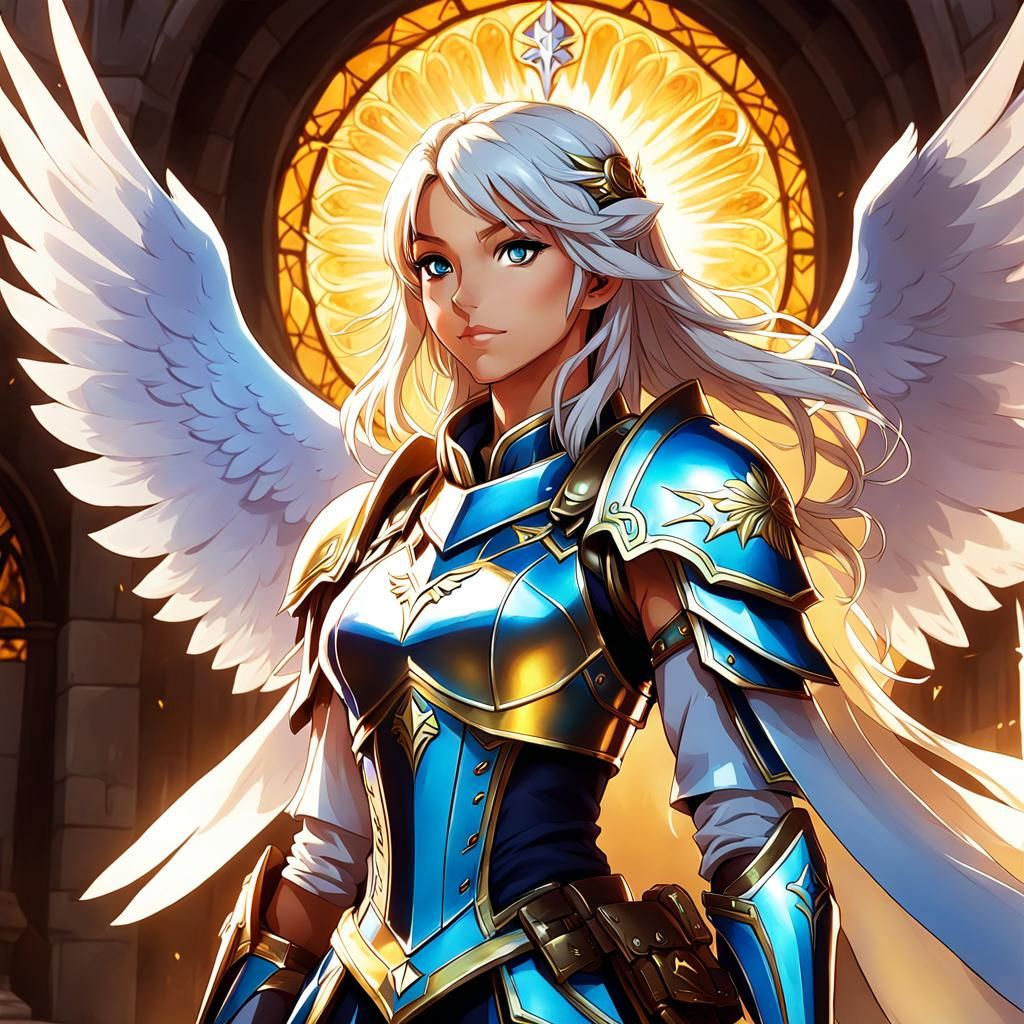 Anime Paladin with Dove in Radiant Style