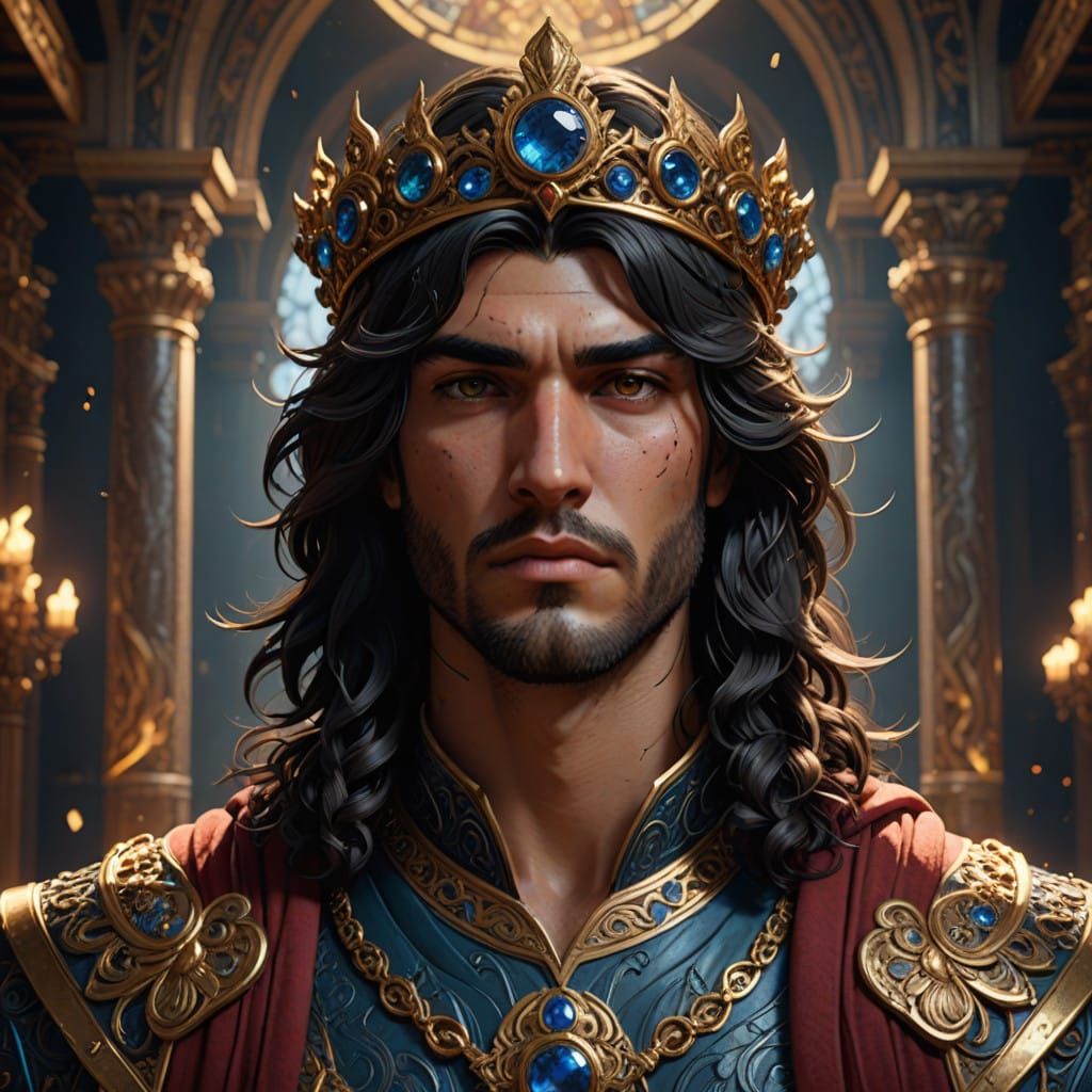 A close portrait of Antinous as shown in EPIC: The Musical.