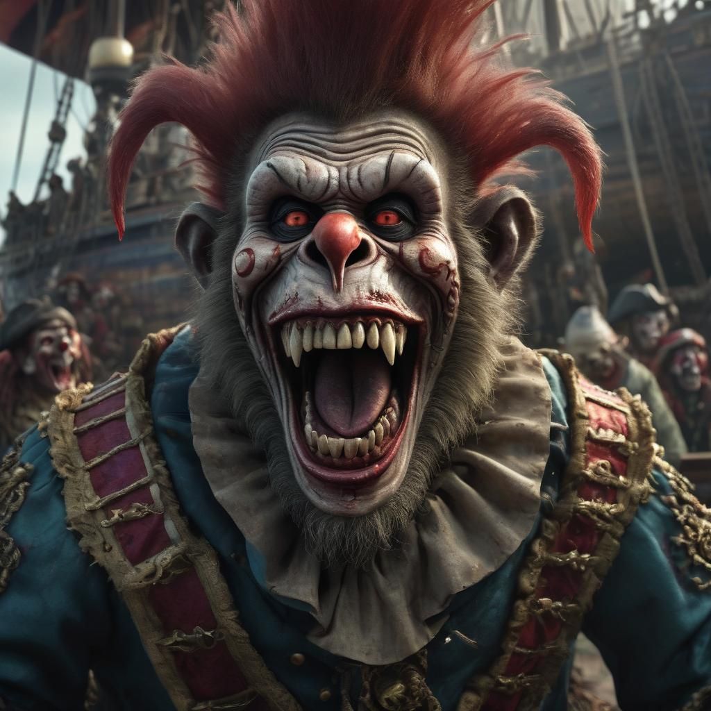Zombie Monkey Clown Pirates on a Spanish Galleon