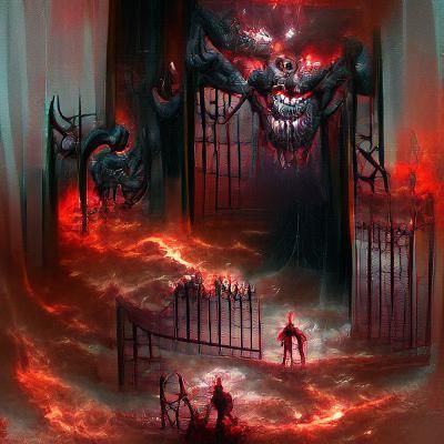 Sinister Gates to Hell in Dark Fantasy Style