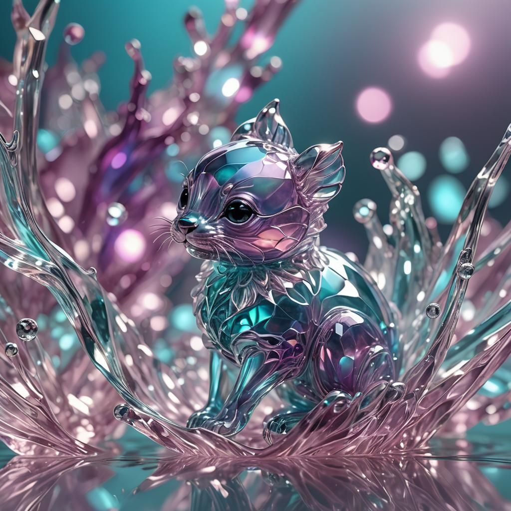 Vermilio Crystal Glass Sculpture of Water Animal
