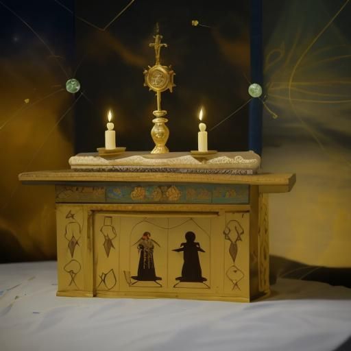 Old Orthodox Diagram with Luminous Figure in Folk Art