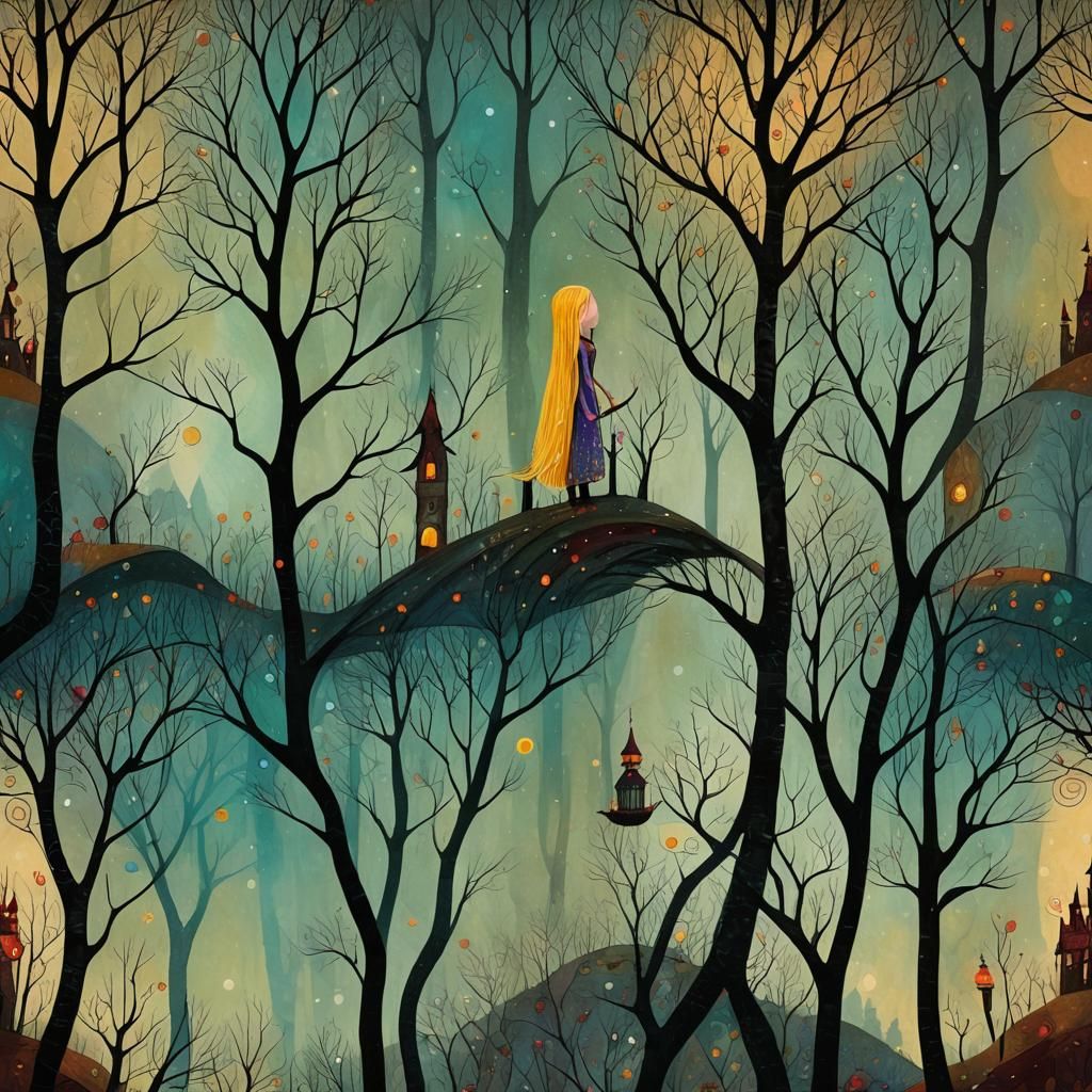 Rapunzel in Abstract Art with Complementary Colors