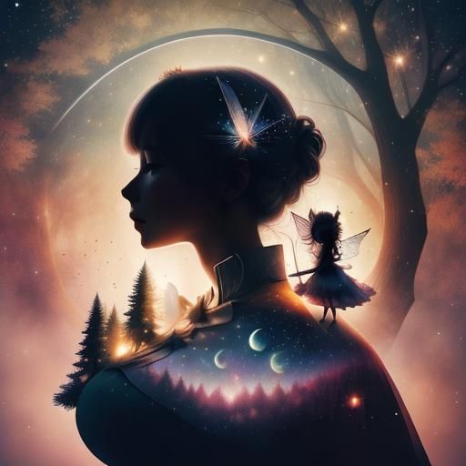 Pregnant Mother and Daughter: Ethereal Double Exposure