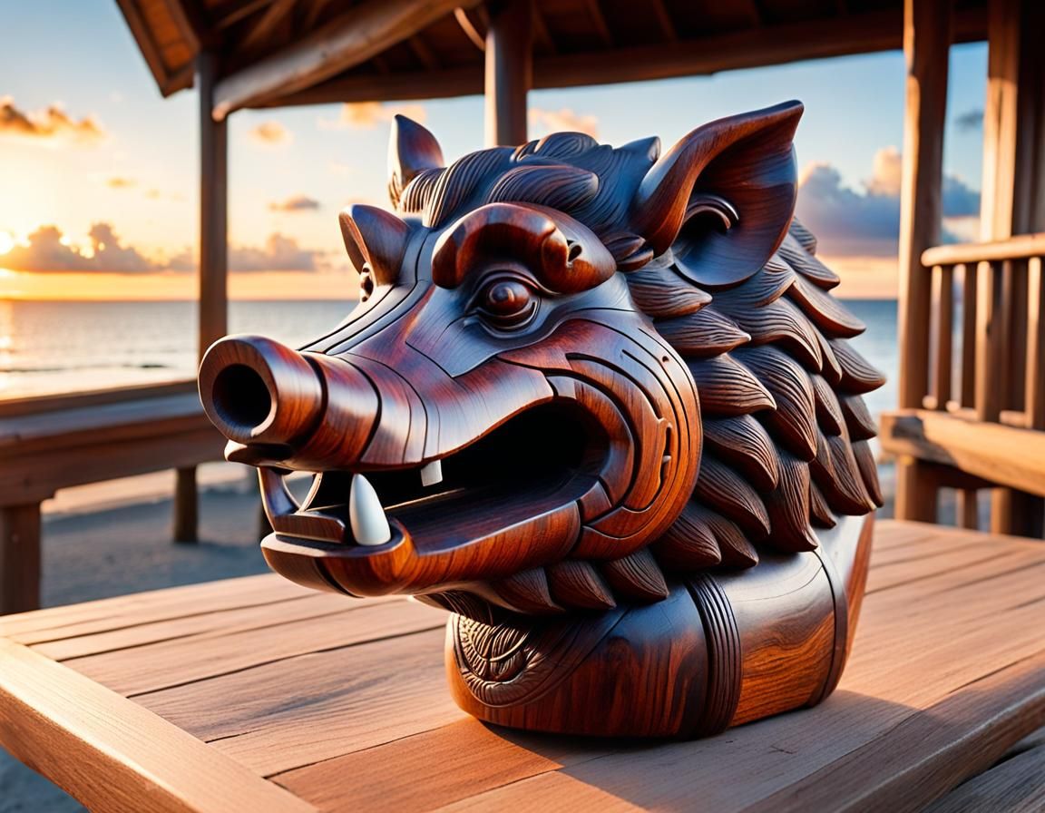 South Korean mahogany sculpture