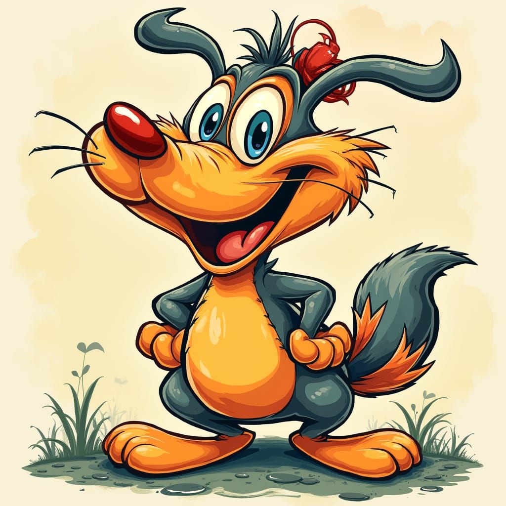 Vibrant Cartoon Character in Whimsical Style