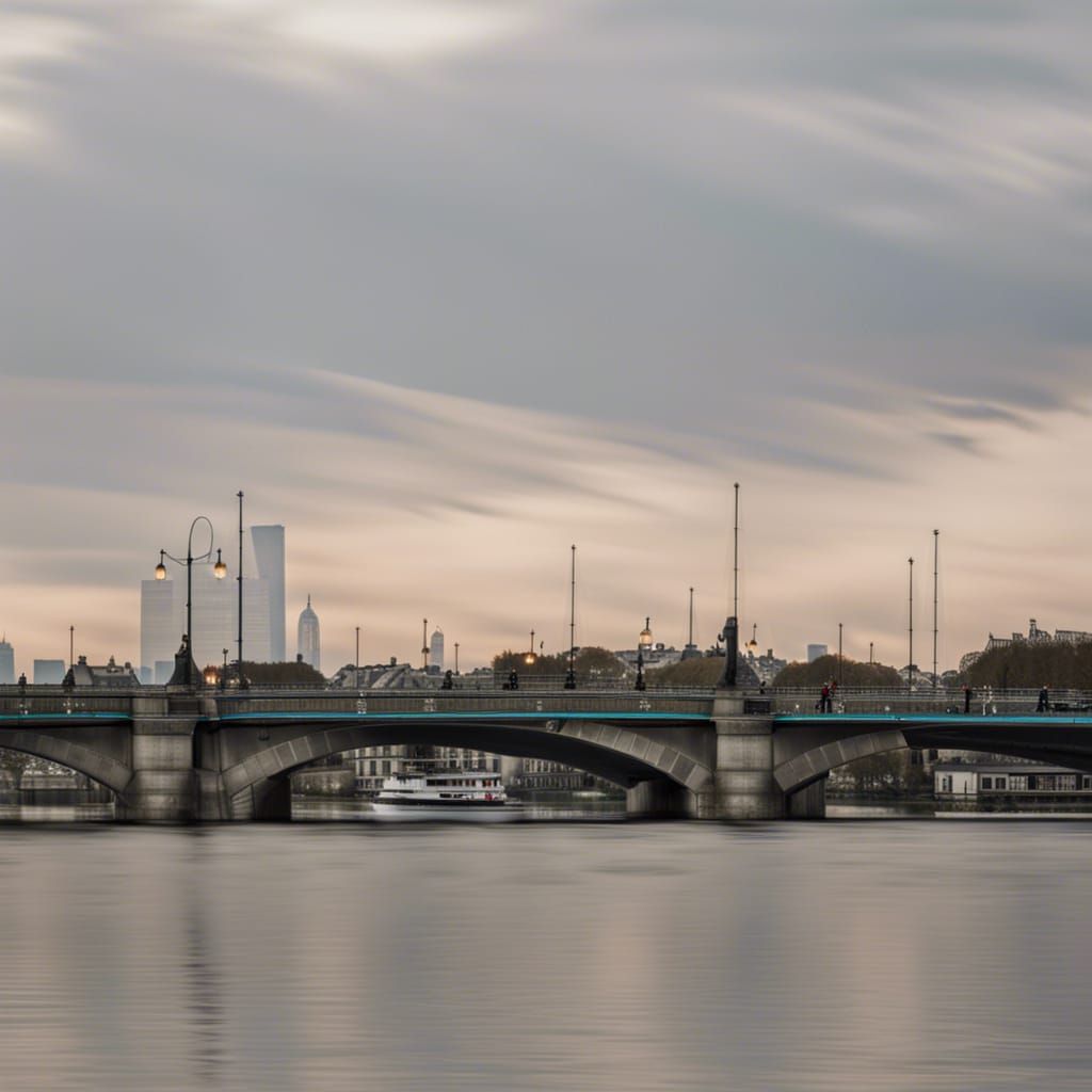 Seine River View Through Paris Bridges