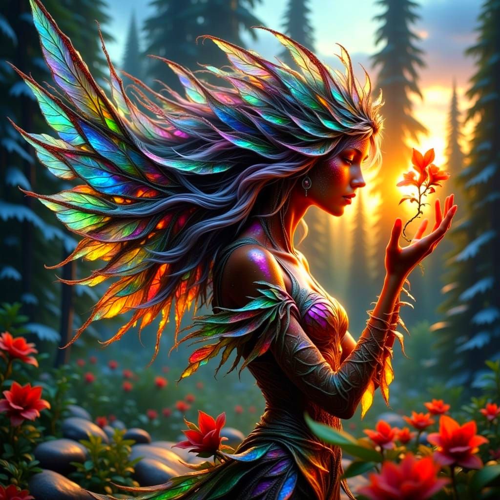 Enchanting Winged Goddess in Delightful Chaos