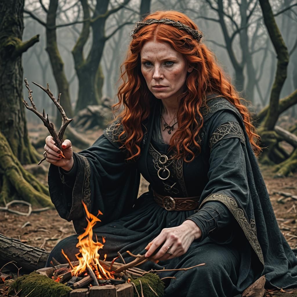 Celtic Witchcraft in Hyperrealistic Style